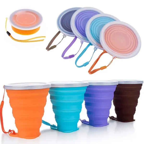 Gobelet pliable en silicone avec couvercle