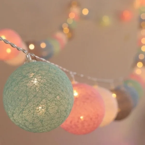 Guirlande lumineuse boules de coton, à piles ou USB, 1 à 6 m