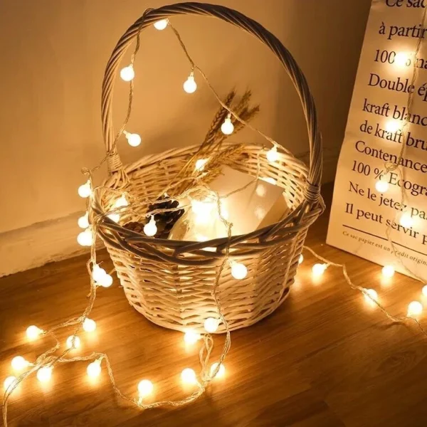 Guirlande lumineuse à boules LED, à piles ou USB, 1,5 à 12 m