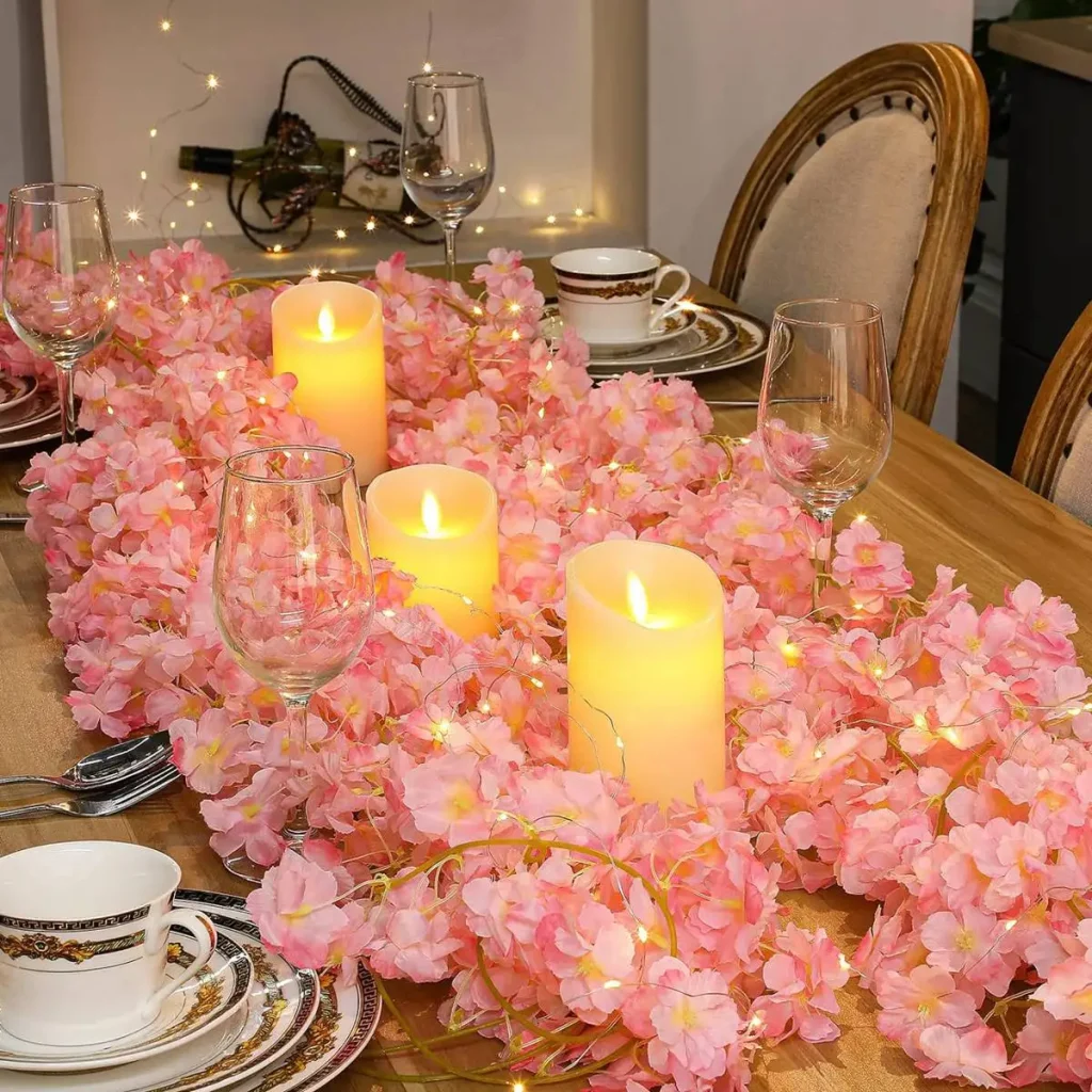 Guirlande en chemin de table avec bougies