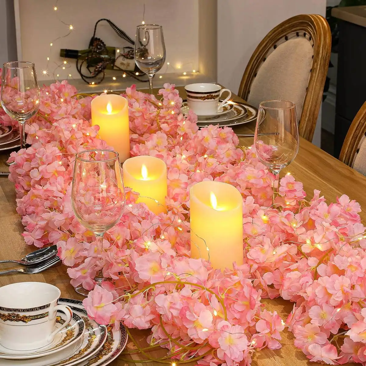 Guirlande en chemin de table avec bougies