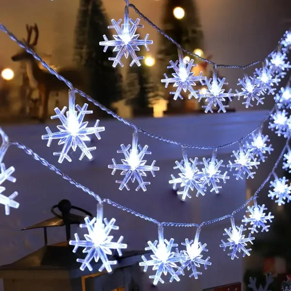 Guirlande lumineuse flocons de neige à piles, 1,5 à 6 m
