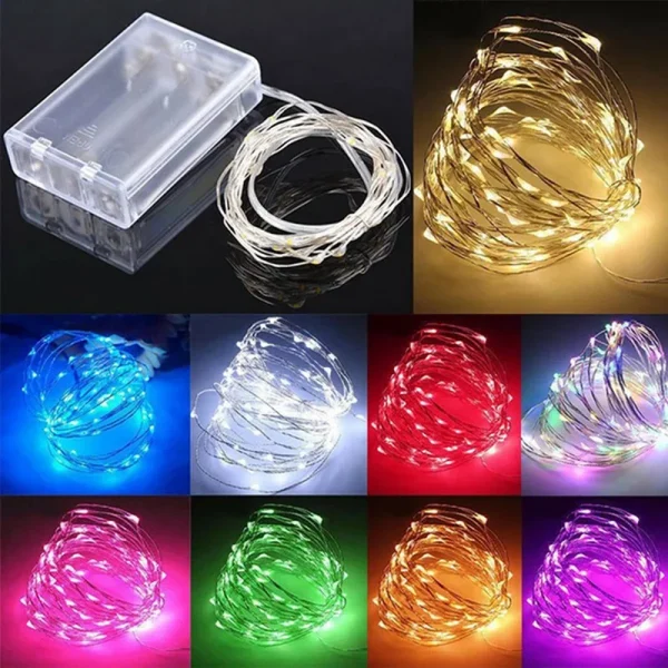 Guirlande micro-LED fil de cuivre à piles, 1 à 20 m