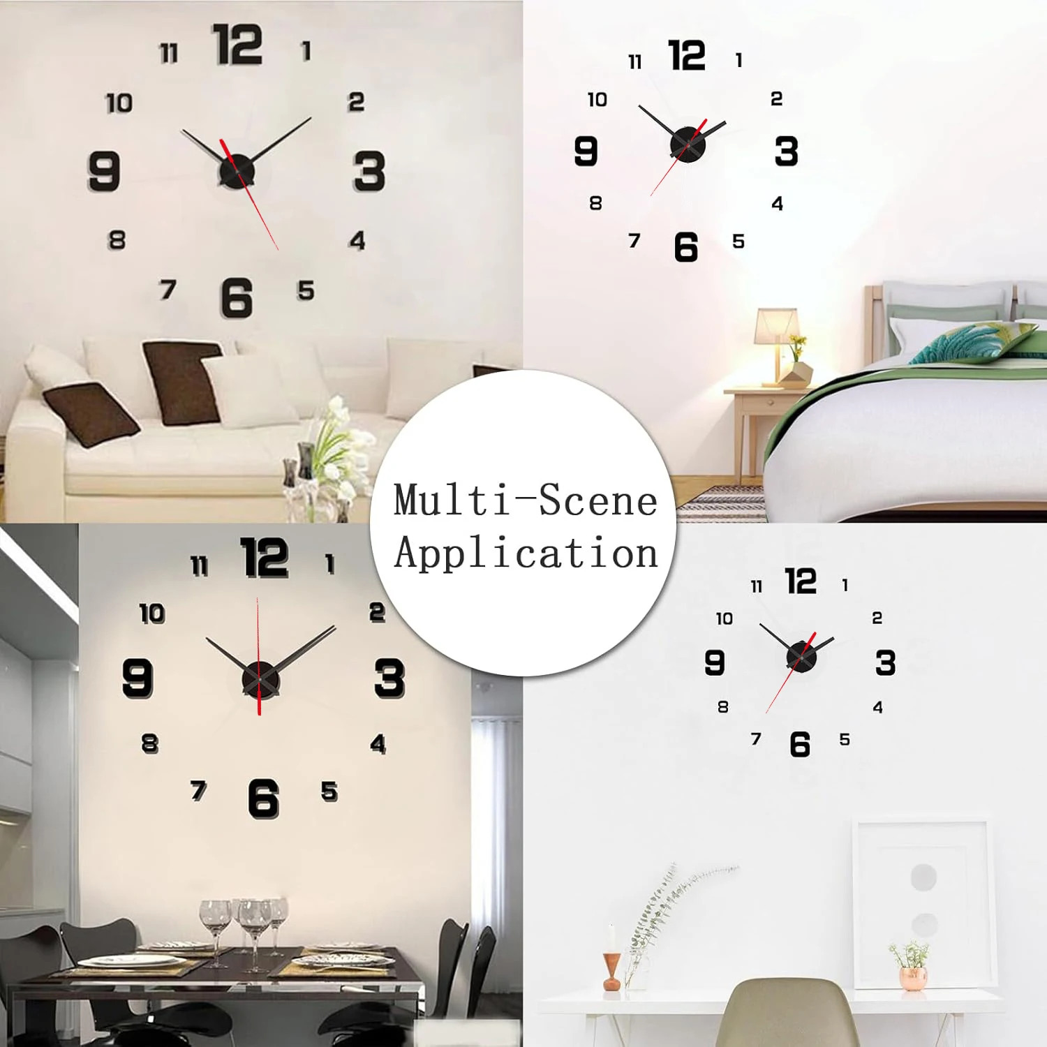 Horloge à coller dans plusieurs pièces