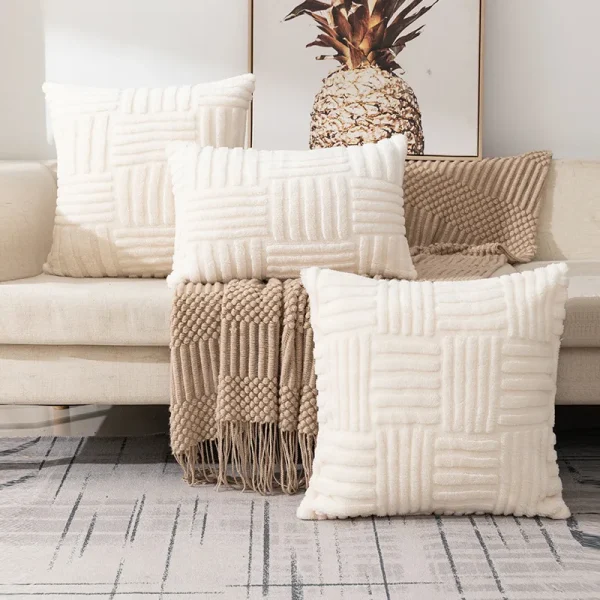 Housse de coussin moelleuse à motif tressé, 45 × 45 cm