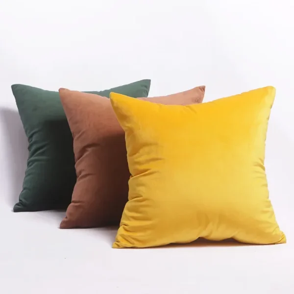 Housse de coussin en velours uni, 40 à 50 cm