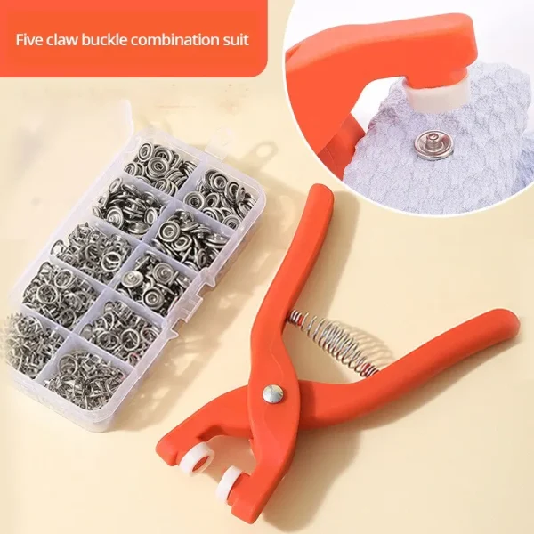 Kit de boutons-pression en métal avec pince de pose – 50 boutons, boîte de rangement