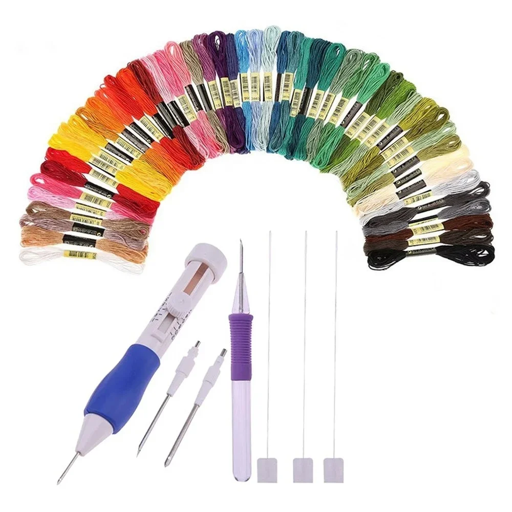 Kit punch needle et 50 échevettes de fil