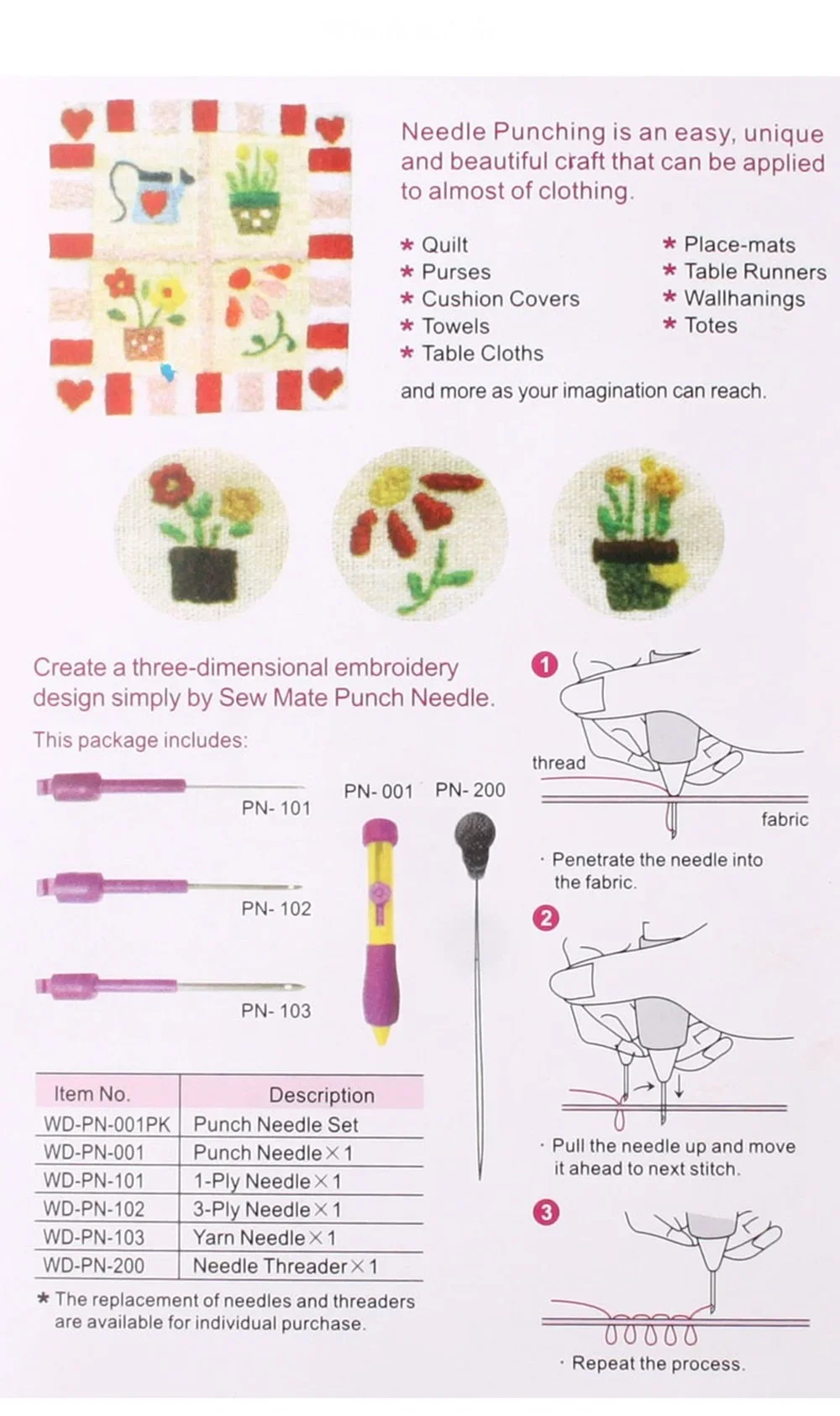 Exemples de broderie au punch needle