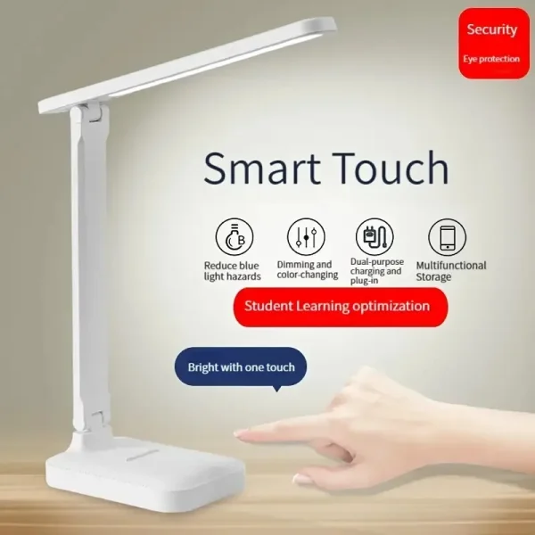 Lampe de bureau pliante tactile, USB