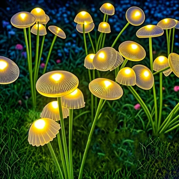 Lampe solaire de jardin « champignons lumineux » à piquer