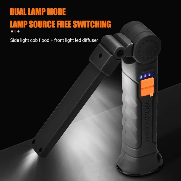 Deux sources : COB latéral et LED frontale