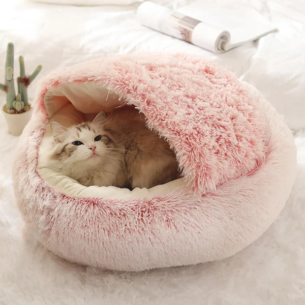Lit coquille en peluche pour chat, 40 cm