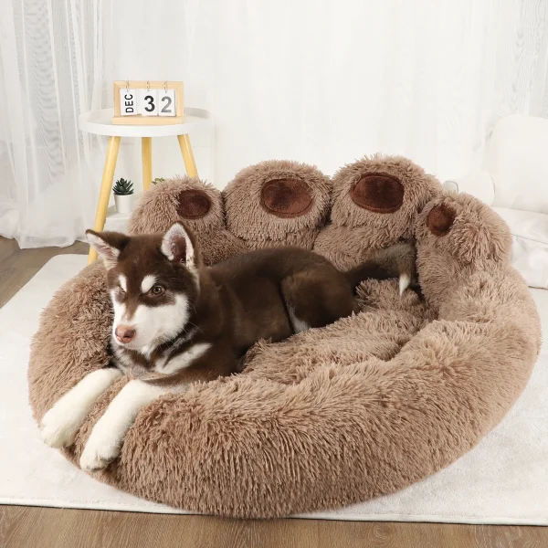 Lit rond patte d'ours en peluche