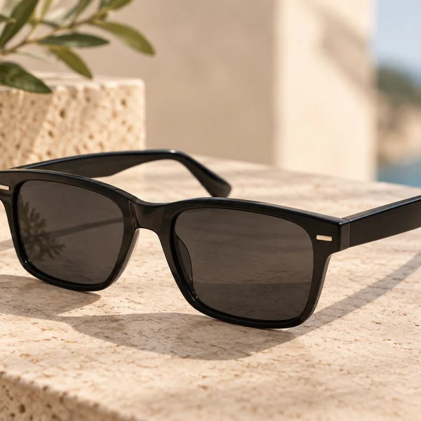 Lunettes de soleil rectangulaires noires