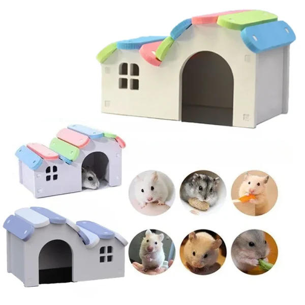 Maisonnette pour hamster à toit arc-en-ciel