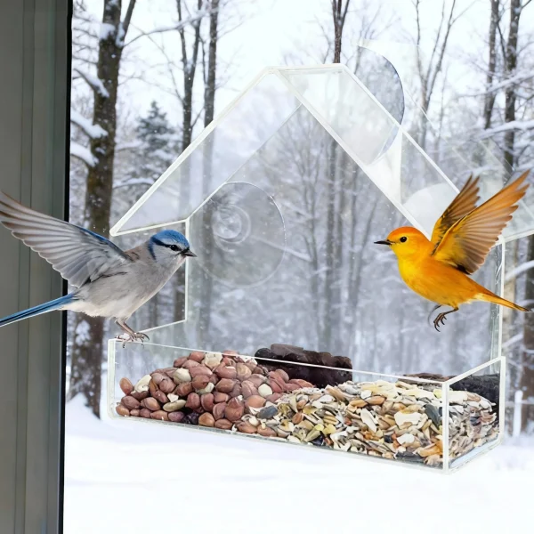 Mangeoire à oiseaux de fenêtre à ventouses