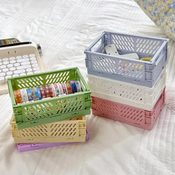 Mini caisse de rangement pliable, pastel
