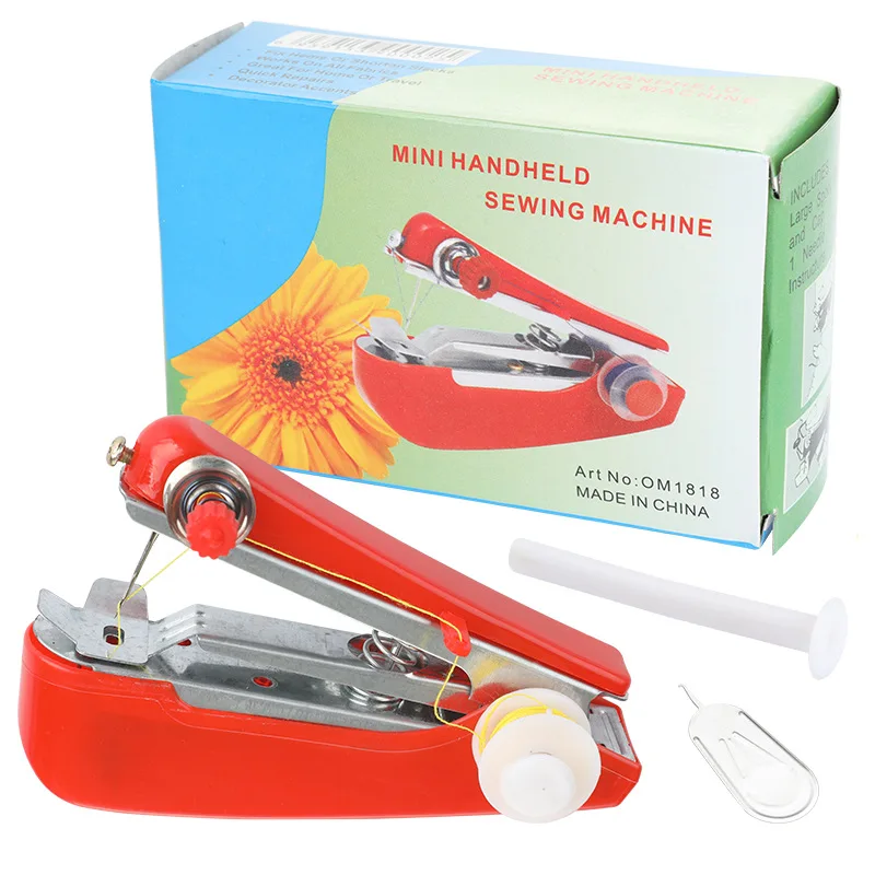 Mini machine à coudre rouge et sa boîte