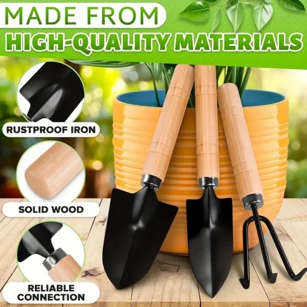 Trois outils devant un pot