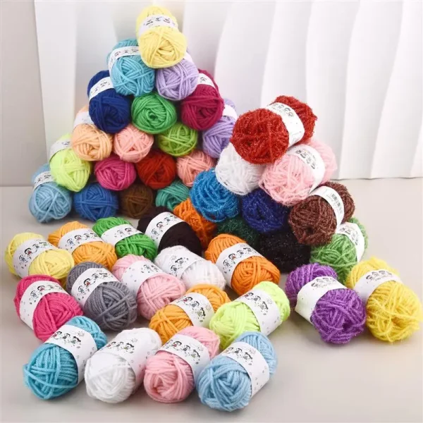 Mini pelotes de fil acrylique, lot de 12 couleurs