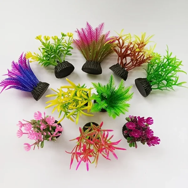 Mini plantes artificielles d'aquarium, lot de 10