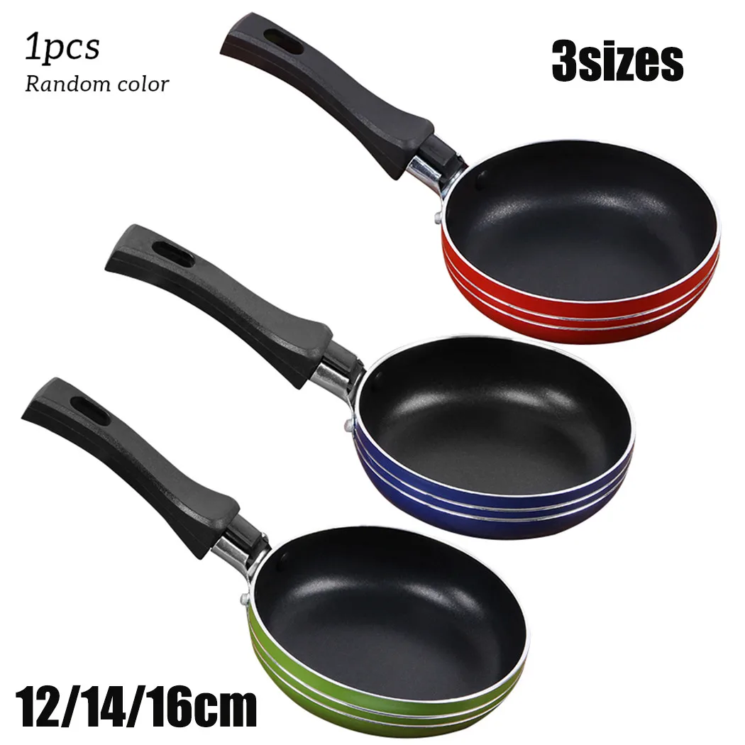 Trois mini poêles antiadhésives rouge, bleue et verte