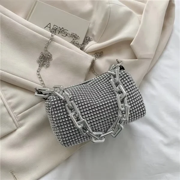 Mini sac de soirée strass à grosse chaîne