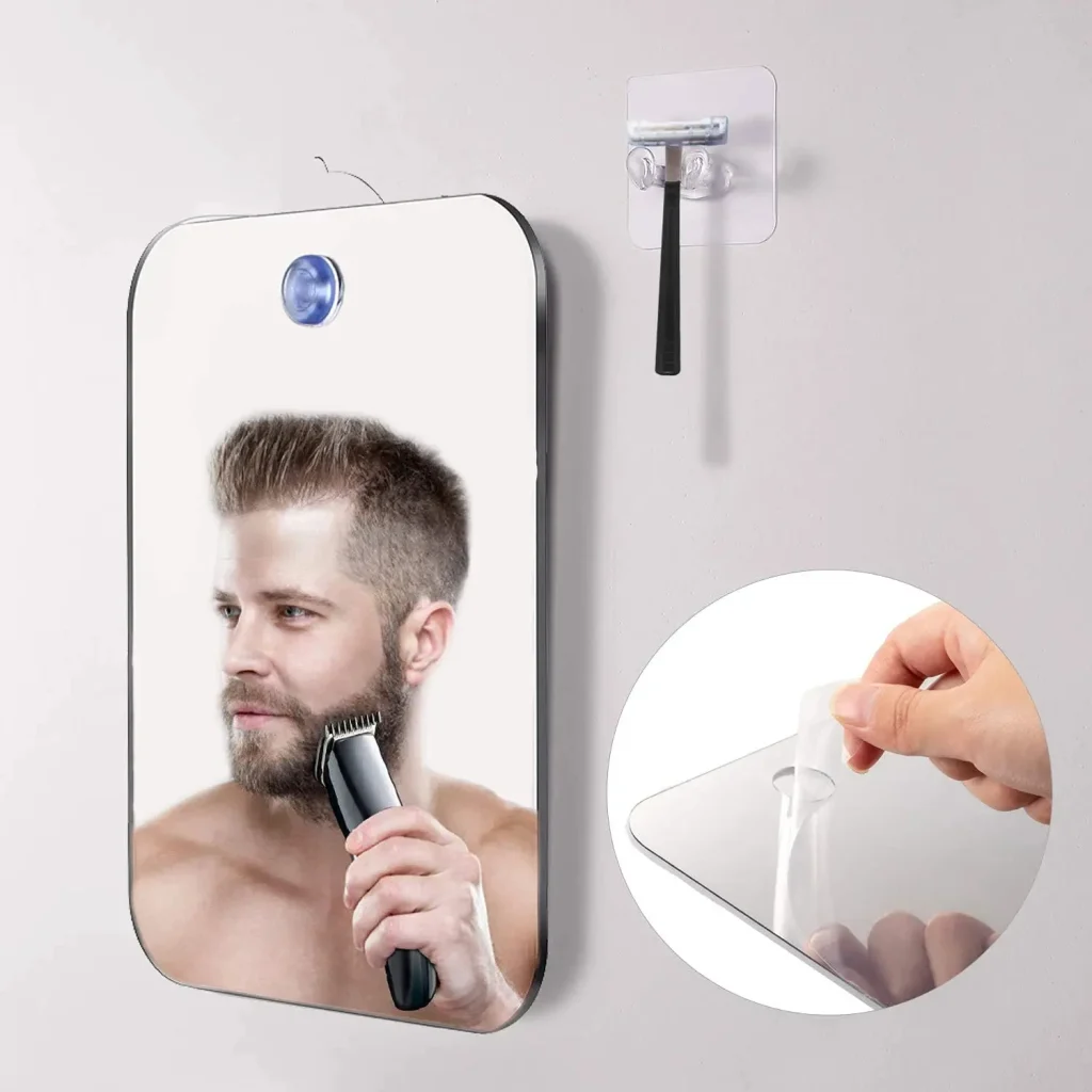 Miroir au mur de la douche