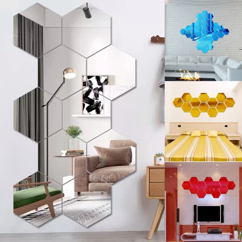 Compositions de miroirs hexagonaux en plusieurs teintes