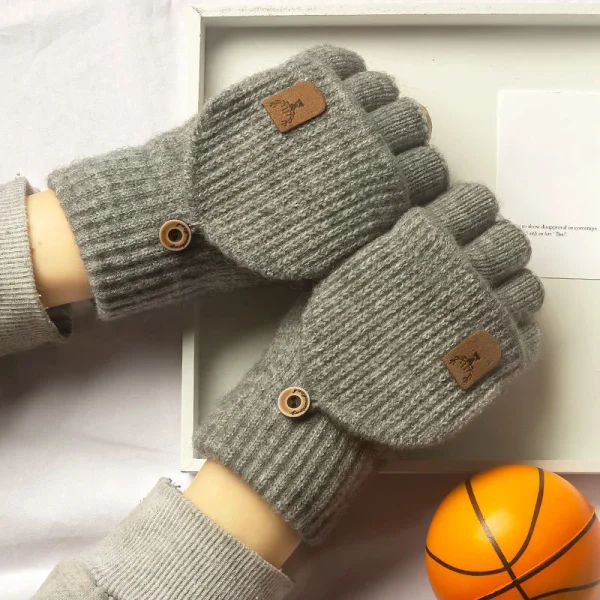 Mitaines-moufles en tricot épais