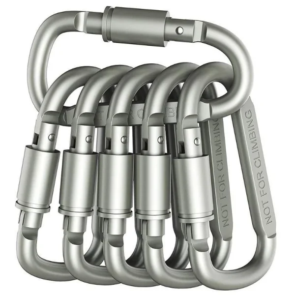 Lot de mousquetons gris en aluminium à vis