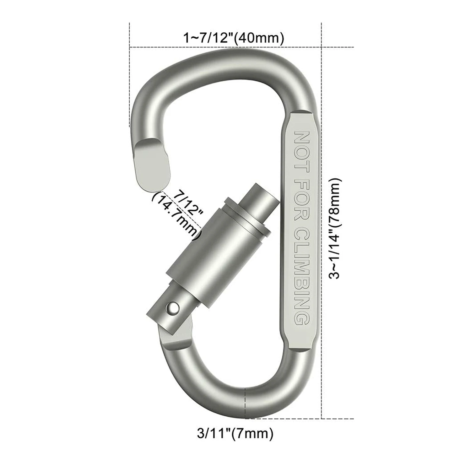 Dimensions du mousqueton : 78 × 40 mm