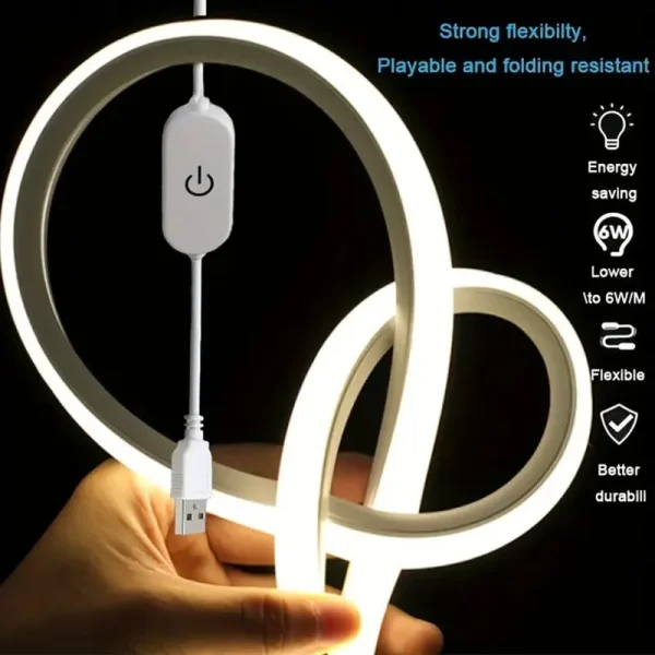 Néon LED flexible USB à variateur tactile, 3 ou 4 m
