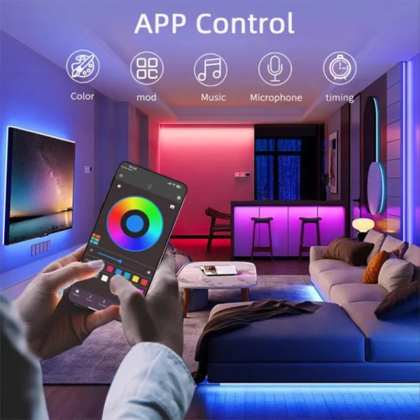 Néon LED RVB connecté (Bluetooth ou Wi-Fi), USB, 1 à 5 m