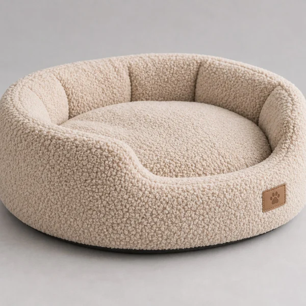 Panier rond pour chien en bouclette