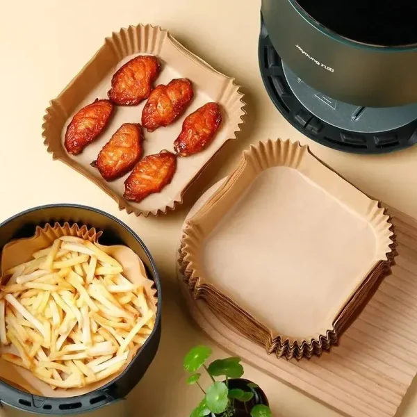 Ailes de poulet et frites dans les papiers de cuisson
