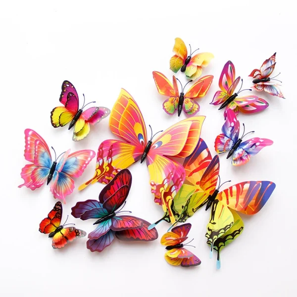 Papillons 3D décoratifs, lot de 12