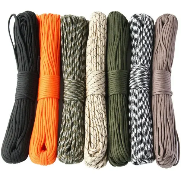 Paracorde 550 à 7 brins, 4 mm – 5, 15 ou 30 m, 7 coloris