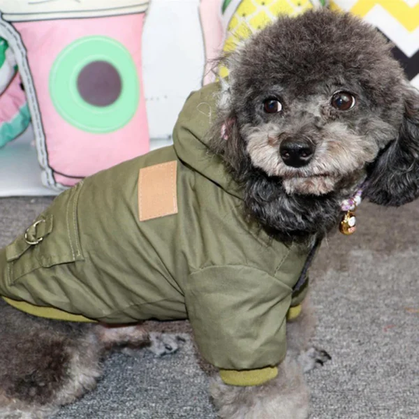 Parka à capuche fourrée pour chien