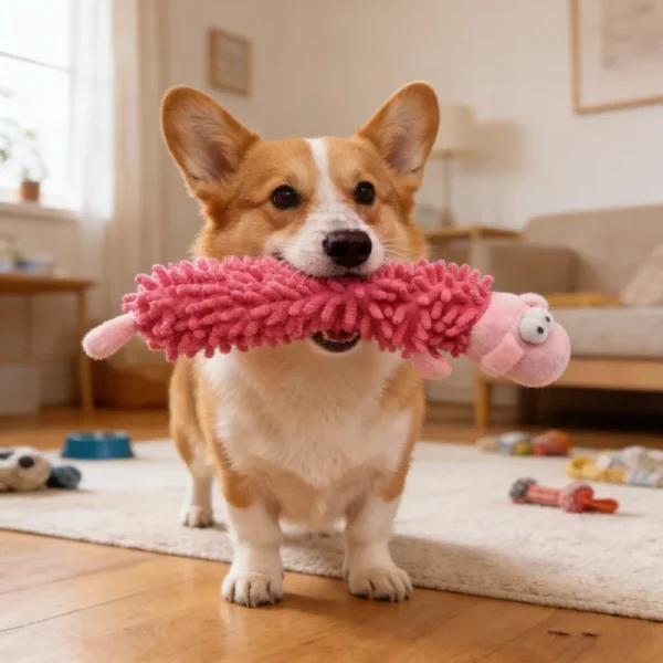 Peluche chenille couineuse pour chien
