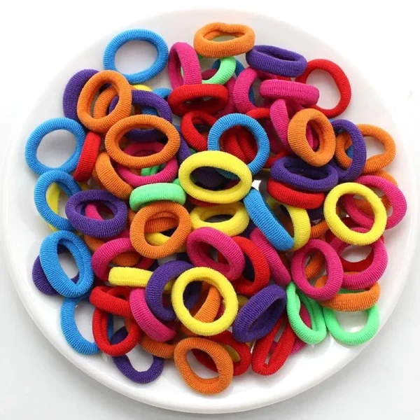 Petits élastiques à cheveux colorés, lot de 100 ou 500