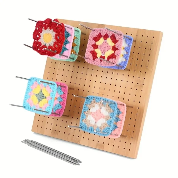 Planche de blocage en bambou pour crochet, 20 × 20 cm