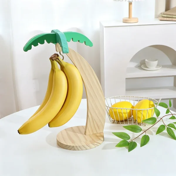 Porte-bananes palmier en bois, 34 cm