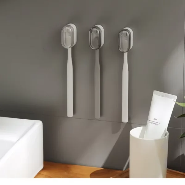 Porte-brosse à dents mural avec capuchon, adhésif