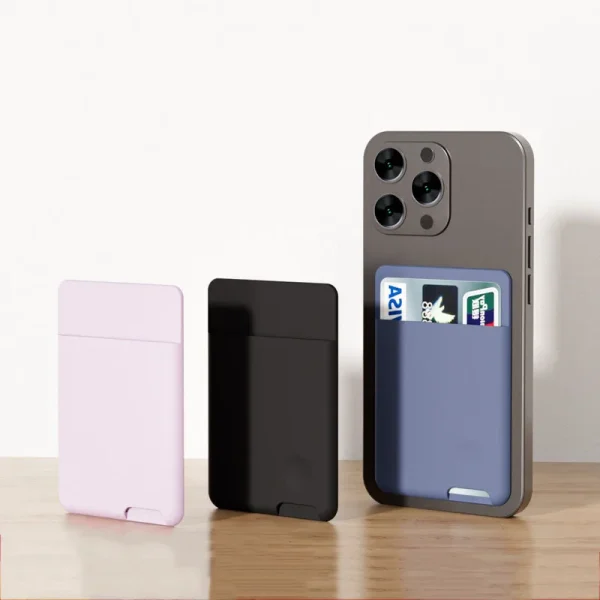 Porte-cartes adhésif en silicone à encoche
