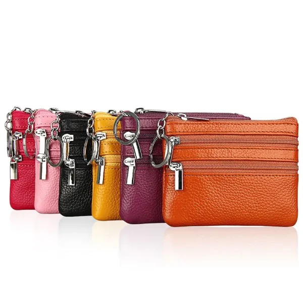 Porte-monnaie à trois zips et anneau porte-clés
