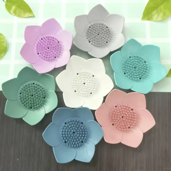 Porte-savon lotus en silicone à picots