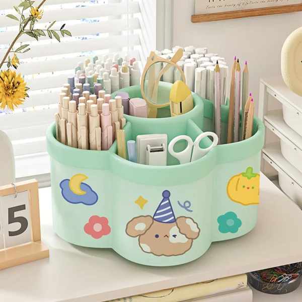 Pot vert menthe rempli de crayons