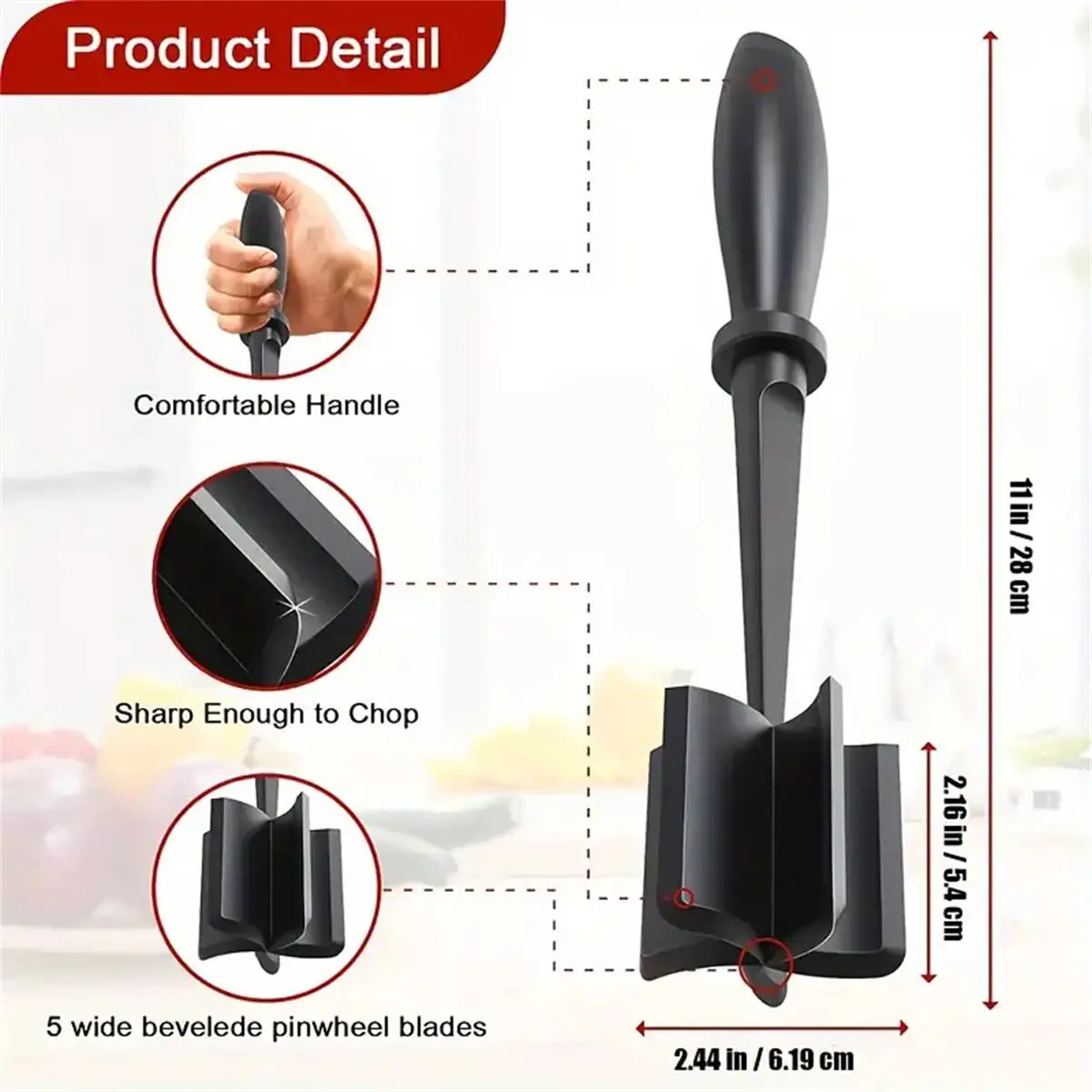 Dimensions de l'émietteur : 28 cm, tête de 6,2 cm